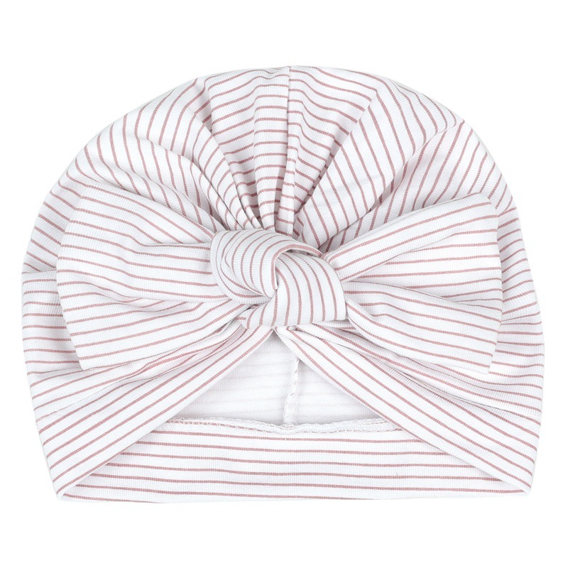 Baby baby fetal cap 0-6 months cotton pullover big bow printed pullover cap European and American children Indian cap
