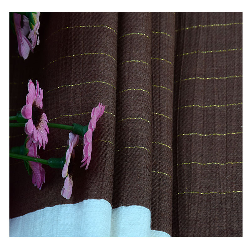 Picture of Nylon monofilament gold and silver silk nylon hemp horizontal stripe yarn-dyed fabric women's clothing fabric