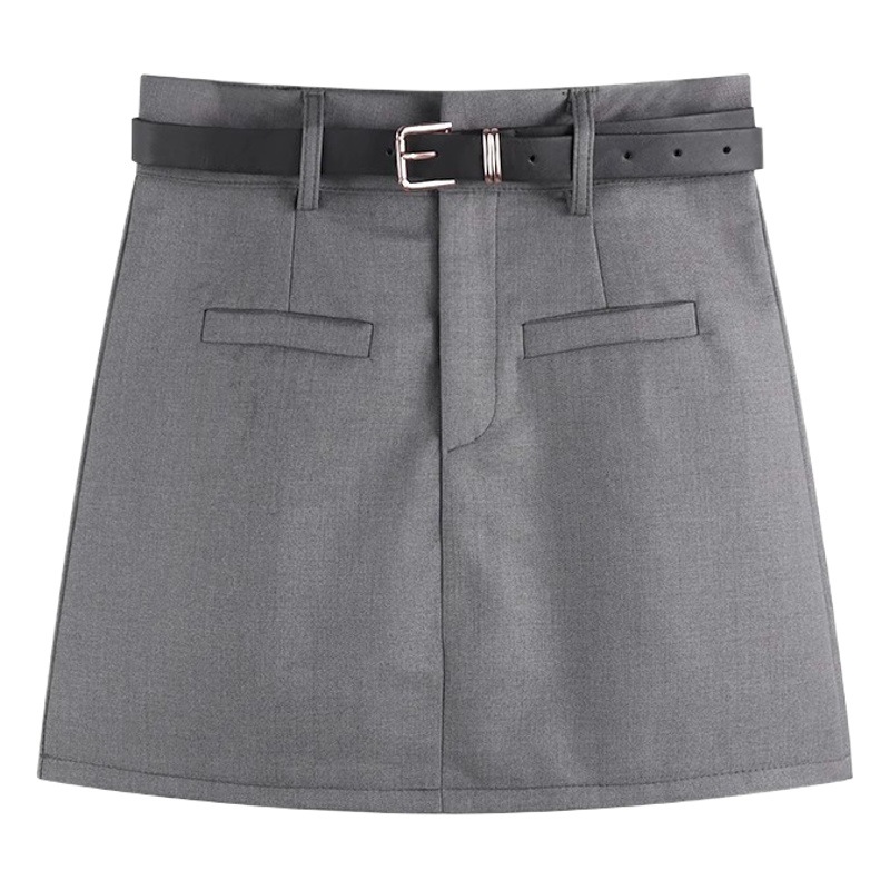 Hot Girl High Waist Gray Suit Skirt Women's Spring Short Hip Skirt Design Sense Slim-fit Slim A- line Skirt