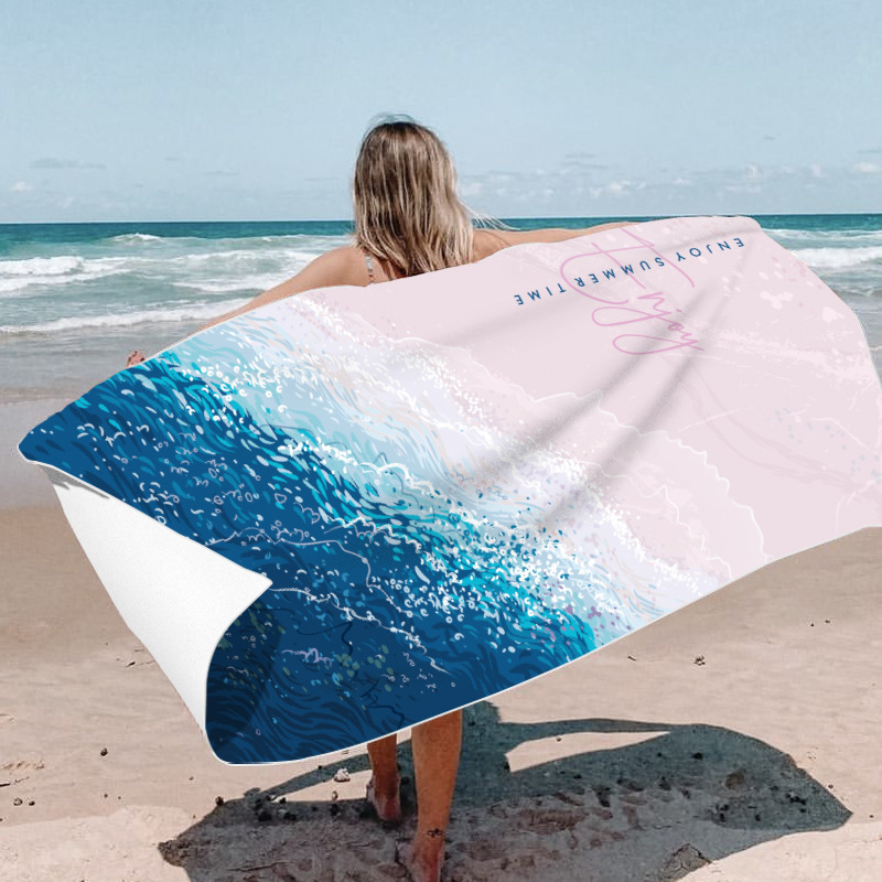 Picture of New Cross-Border Amazon European and American Double-Sided Velvet Quick-Drying Bath Towel Customizable Printed Towel Beach Swimming Beach Towel