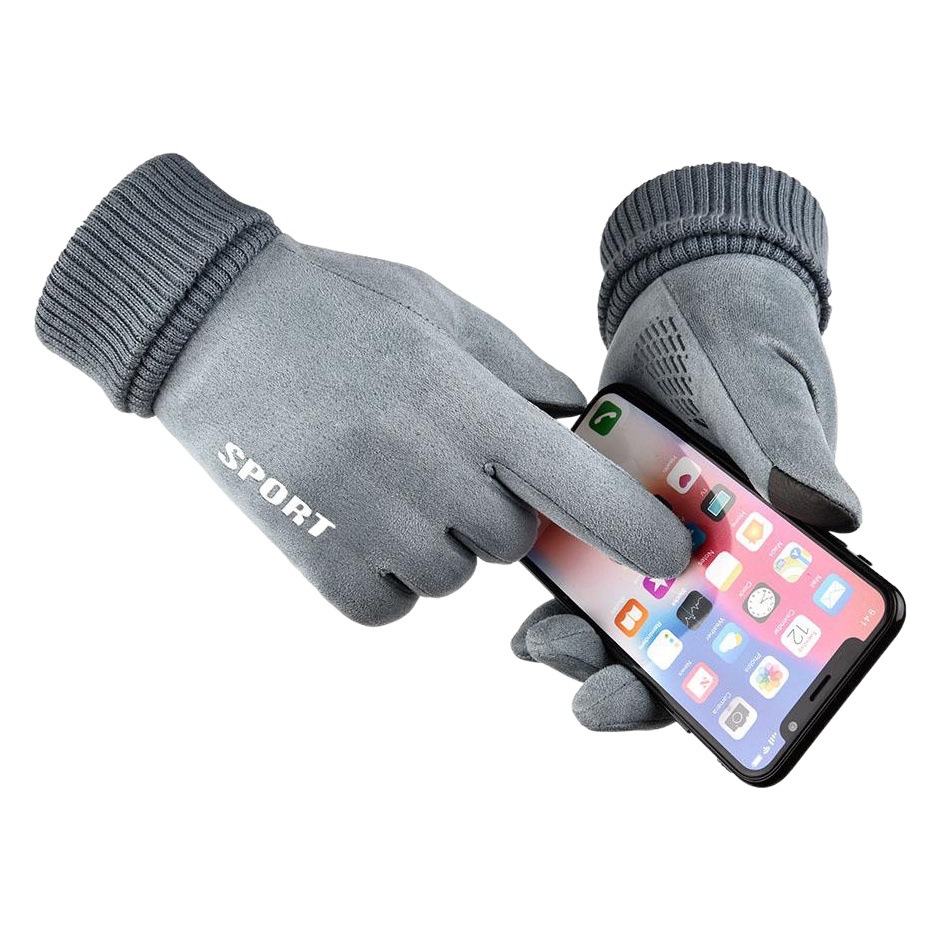 Winter Suede Gloves for Men, Warm Gloves with Fleece Lining for Driving and Cycling, Outdoor Gloves for Women, Couple Cross-Border Wholesale