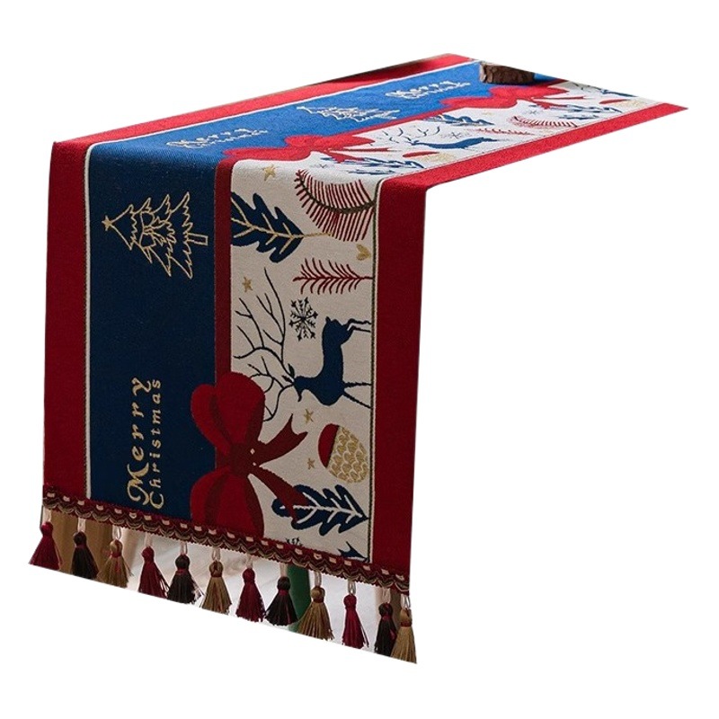 New Year festive atmosphere table runner tablecloth decorative strip light luxury high-grade tea table dining table TV cabinet long tablecloth