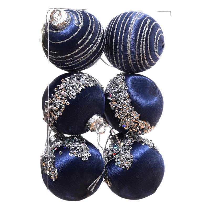 Cross-border Christmas foam ball 6cm/8cm6 boxed Christmas tree pendant painted line ball mall window decoration