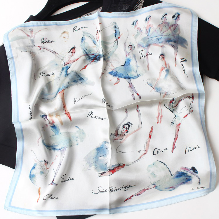 Ballet Dancer Temperament Russian Dancing Girl Silk 55 Small Square Scarf Versatile Silkworm Silk Scarf