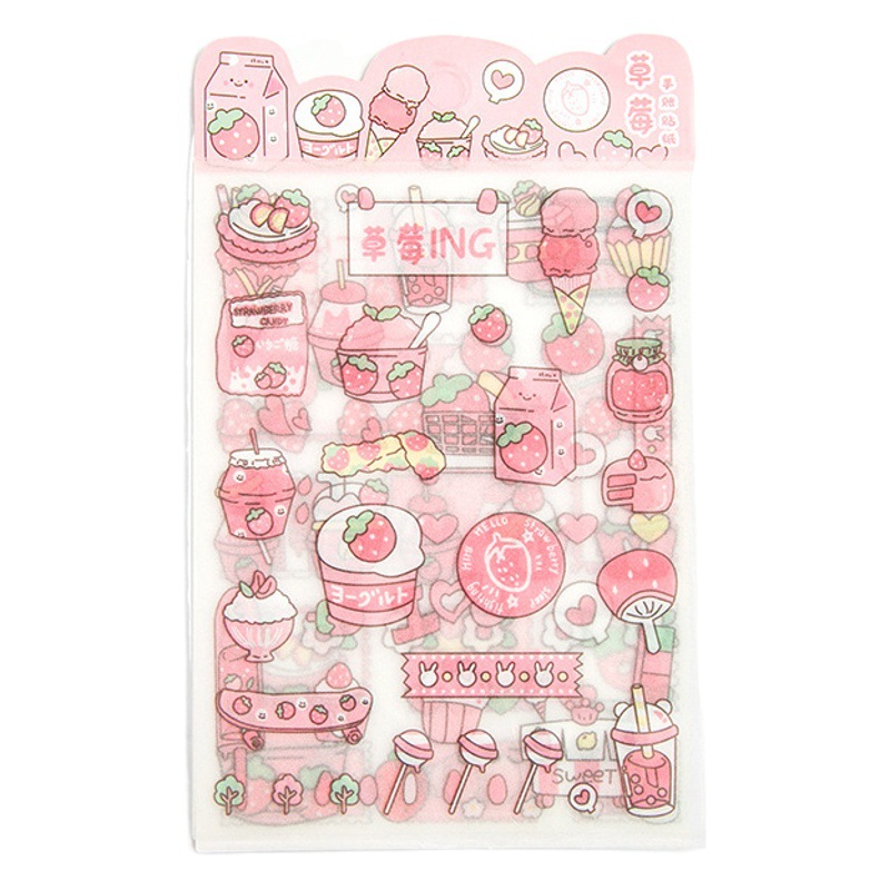 Frosted PET4 into sticker pink girl heart cute cartoon pattern 4 into flash point frosted PET hand account sticker