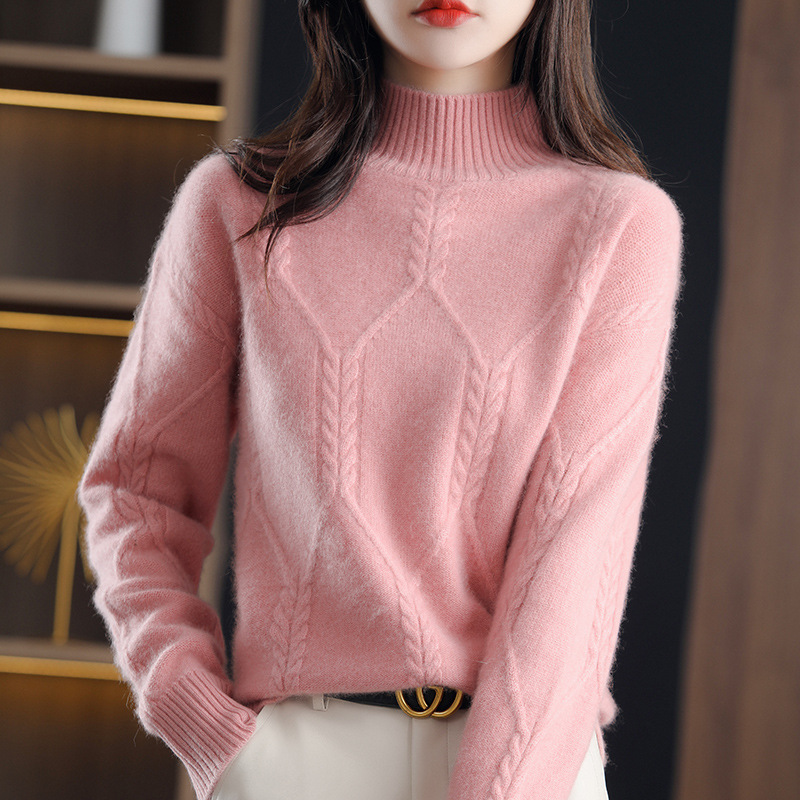 Picture of Fleece-lined sweater women's winter thickened inner half turtleneck bottoming shirt 2024 autumn and winter New popular high-grade Western style top