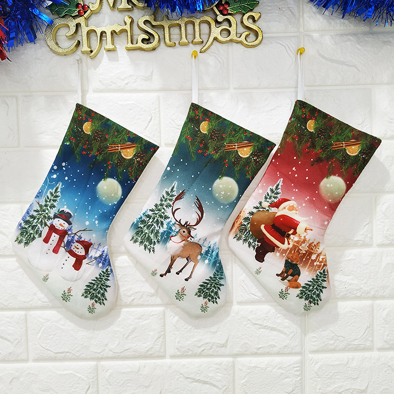 Christmas decoration supplies Christmas gift bag printing small size Christmas socks gift bag in stock wholesale factory