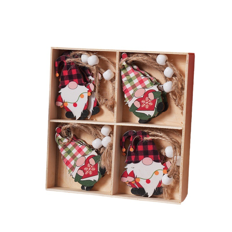 Cross-border Hot Christmas Decorations Creative Wooden Gift Box Small Hanging Christmas Tree Small Pendant Gift Wholesale