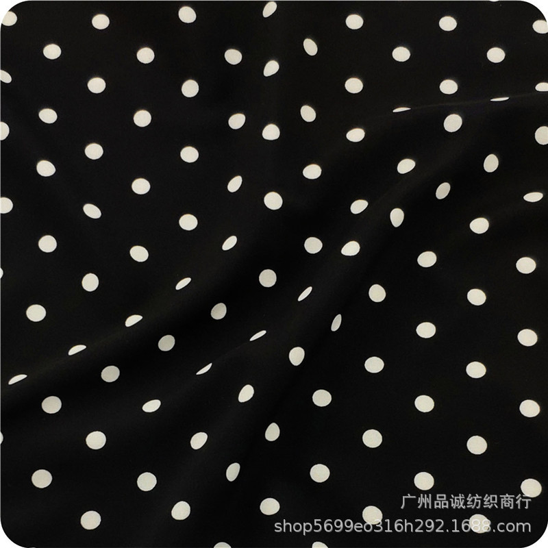 Picture of 100D four-sided bullet wave dot printing micro-elastic polyester 0.8 dot chiffon print shirt dress fabric