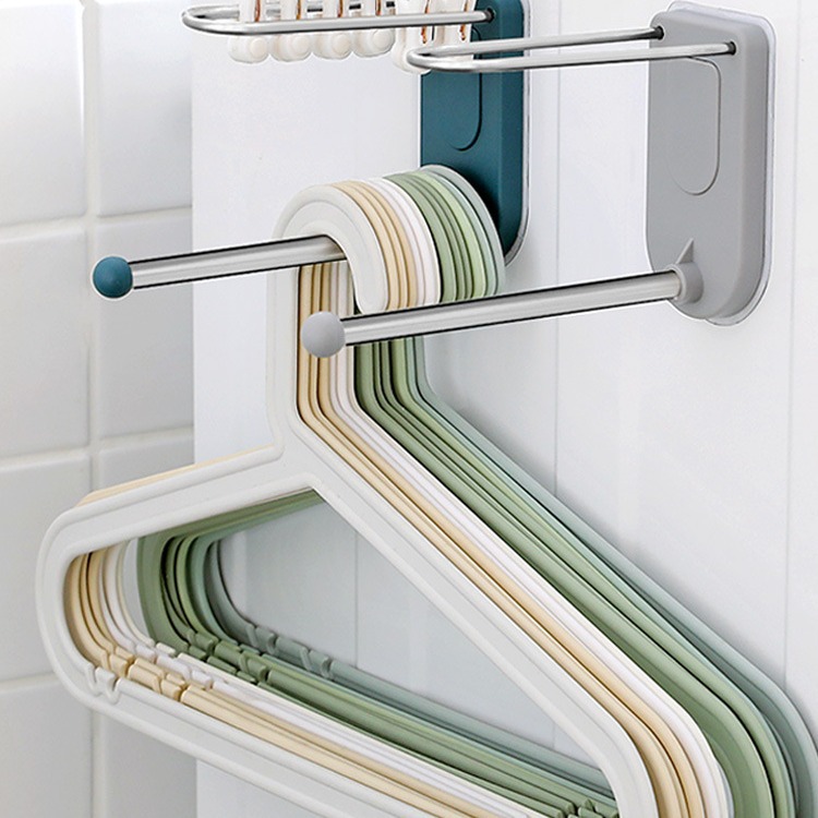 Hanger Storage Hook Storage Rack Household Stainless Steel Balcony Non-Punch Multifunctional Wall Hanging Artifact