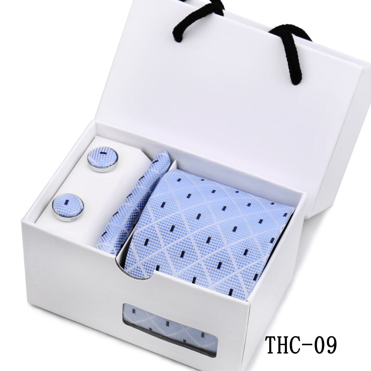 Picture of Men's Tie High Sense Gift Box 3 Pieces suit Business Dress Wedding Plaid Red Black Long Tie Shengzhou