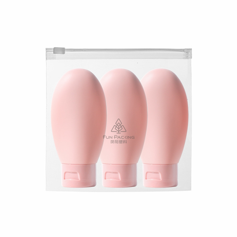 Picture of Travel wash and care suit three-piece PE suede hose bottle portable skin care products wash squeeze facial cleanser sub-bottle