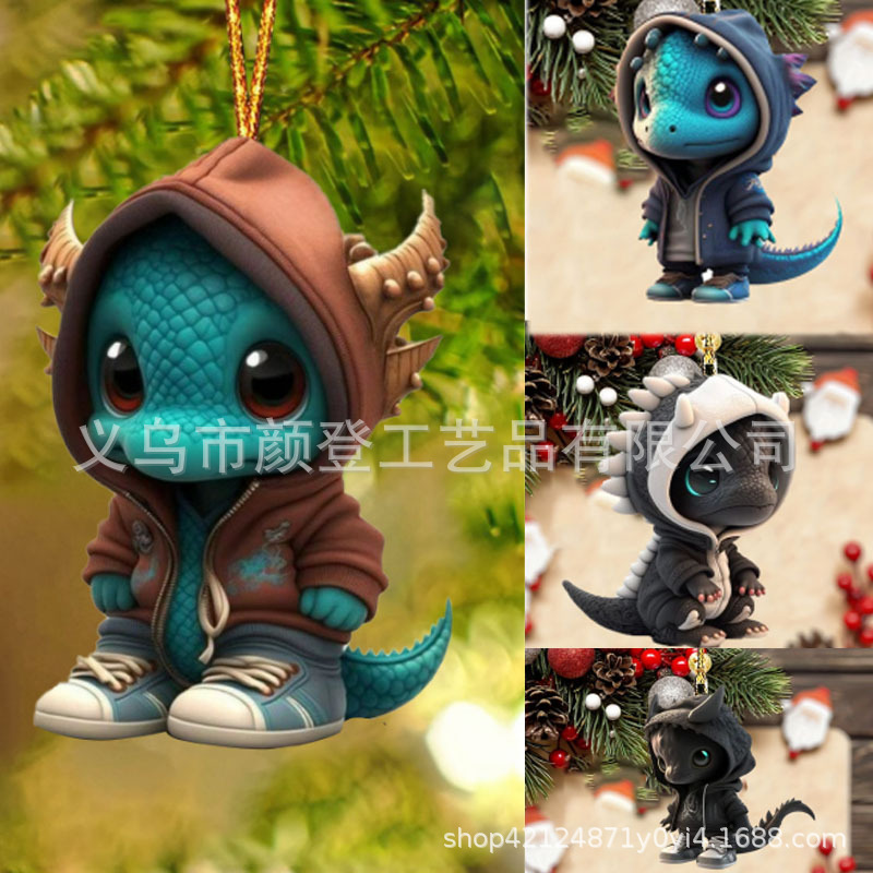 Cross-border new cartoon dragon elf Christmas tree pendant Christmas venue decoration home decoration children's gift