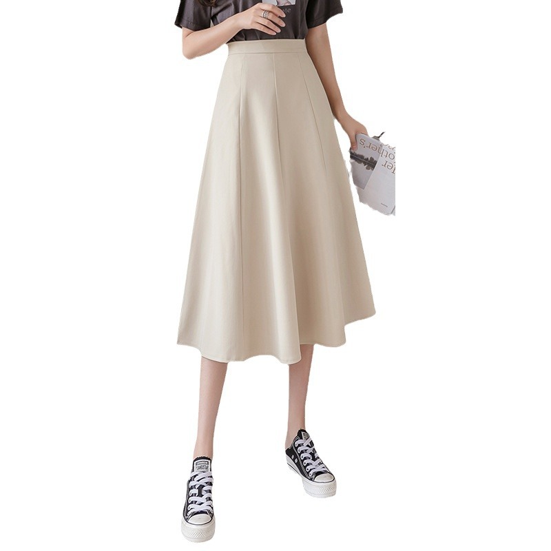 Picture of Black Suit Skirt Women's Spring and Autumn New High Waist A- Line Skirt chubby girl plus size Hip Covering Slimming Mid-length Umbrella Skirt