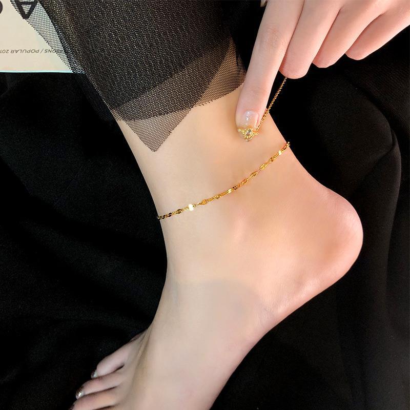 Picture of Anklet for Women 2024 New Trendy 18K Gold Internet Celebrity Style Anklet Titanium Steel Rose Gold Fairy Ins Simple Non-Fading Fine