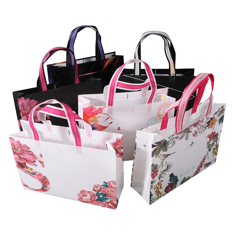 Picture of Three-dimensional non-woven film bag color spot large shopping bag clothing store handbag can be printed logo