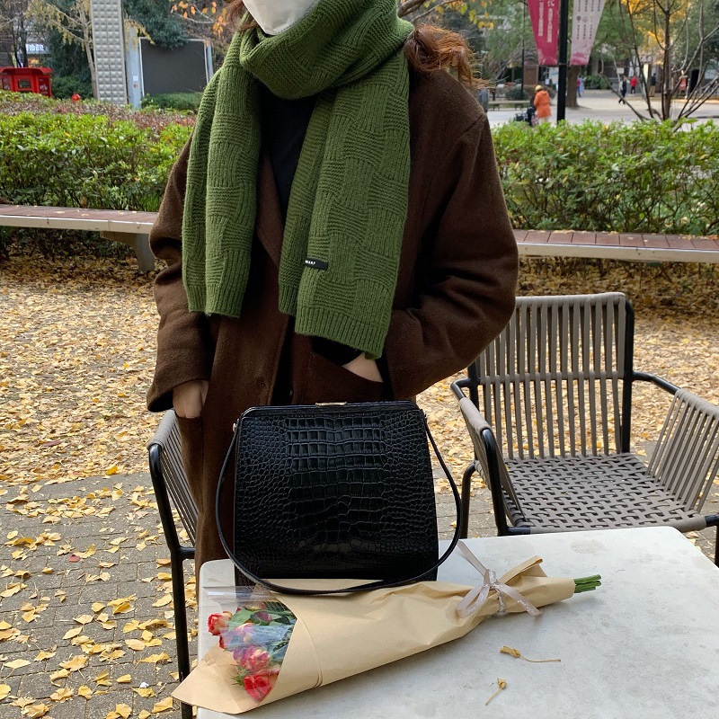 Picture of Recommended White Retro Green Scarf Women's Winter Soft Joker Solid Color Wool Korean Style Warm Scarf