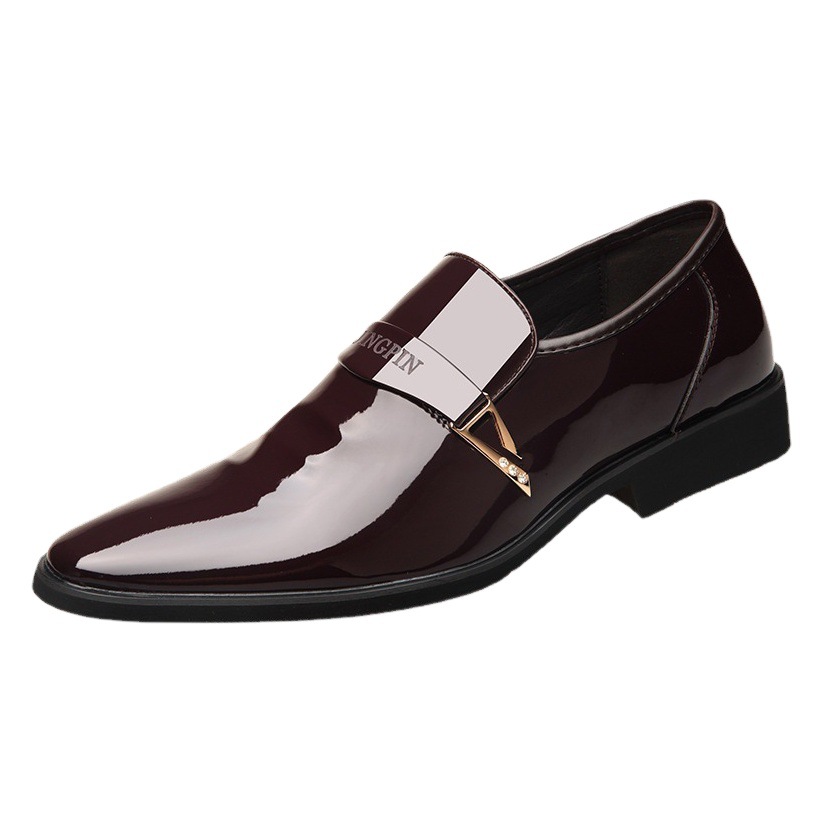 Cross-border plus size men's shoes new pointed bright leather patent leather business formal wear increased men's leather shoes wedding shoes wholesale