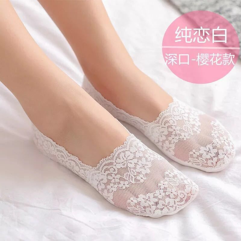Picture of New Lace Boat Socks for Women Summer Thin Shallow Mouth Silicone Non-Slip Invisible Socks Non-Falling Socks Manufacturer Wholesale