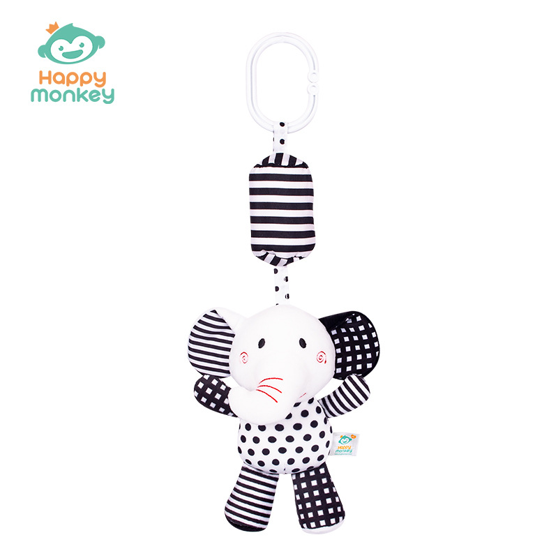 Picture of Happy Monkey Happy Monkey King Baby Toy Cartoon Rattle Lathe Hanging Animal Black and White Wind Chime