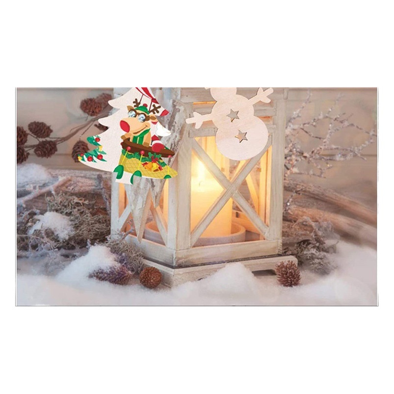 Christmas tree ornaments wooden crafts Christmas pendant decoration punching DIY graffiti painting wooden painting