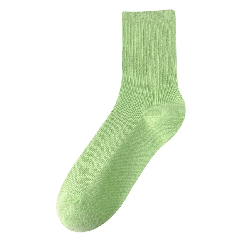 2021 new South Korea women's summer solid color thin rainbow double needle socks Morandi color tube piled socks