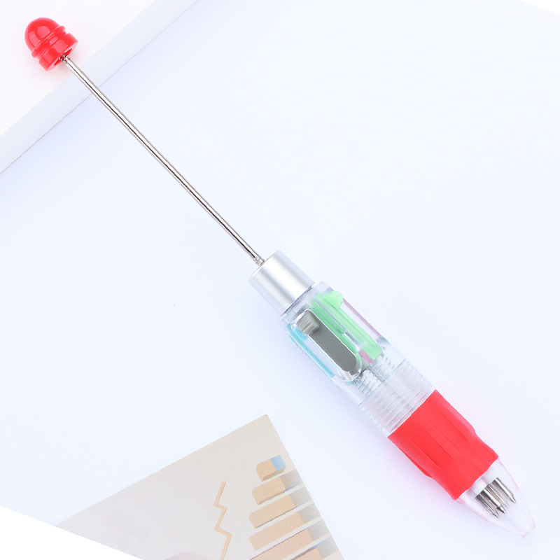 Picture of Factory Direct four-color beaded pen DIY multi-color refill ballpoint pen key mark press plastic gift pen