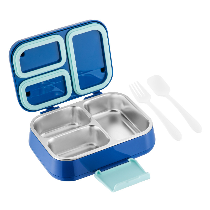 Picture of Qijia Cross-Border Amazon 304 Stainless Steel Insulated Lunch Box for Kidsren and Students 3-Compartment Lunch Box Adult Sealed Lunch Box