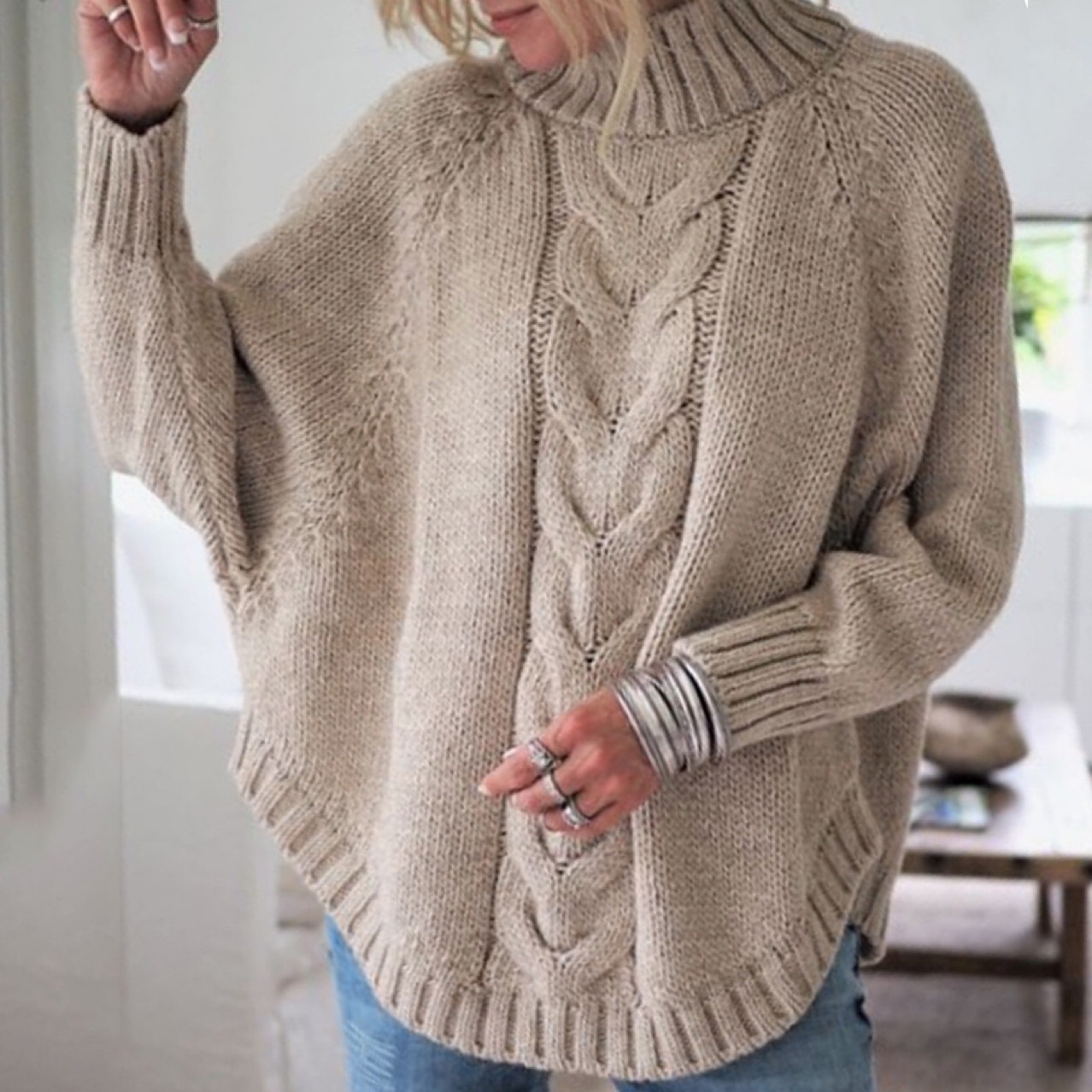 Autumn and Winter 2024 Best Selling Amazon ebay Cross-border Explosions Foreign Trade Women's Bat Sleeve Knitted Sweater