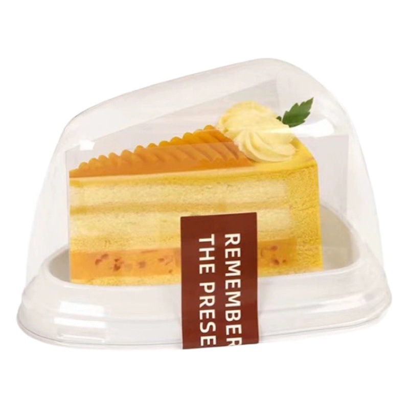 Triangle cut cake box anti-fog mousse durian multi-layer rainbow transparent cut baking box Internet celebrity