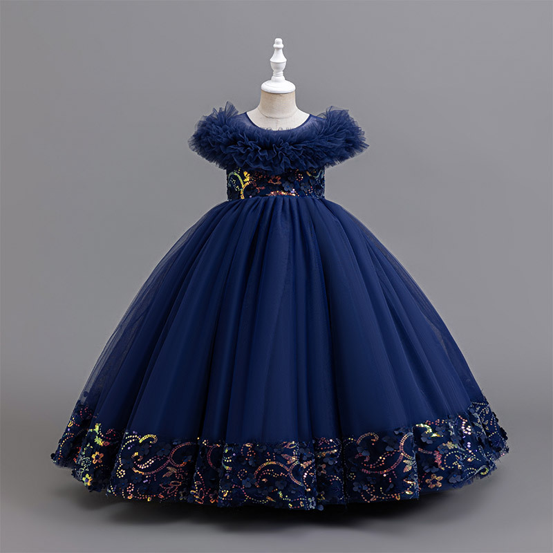 Picture of Cross-border Foreign Trade Girls' Dress Elegant Evening Dress Long Fluffy Skirt Children's catwalk Piano Playing Fluffy Skirt