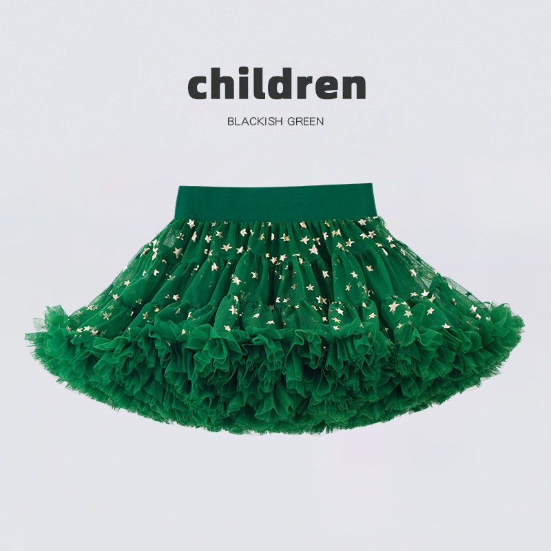 Picture of Tutu Skirt Girl's Skirt Christmas Explosion Cross-border Dark Green Mesh Skirt Girl's Skirt Children's Skirt