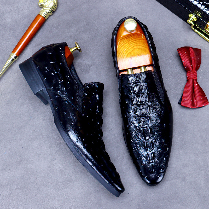 Picture of Business large size cowhide casual toe crocodile embossed men's leather shoes British genuine leather cowhide pointed toe cross-border foreign trade