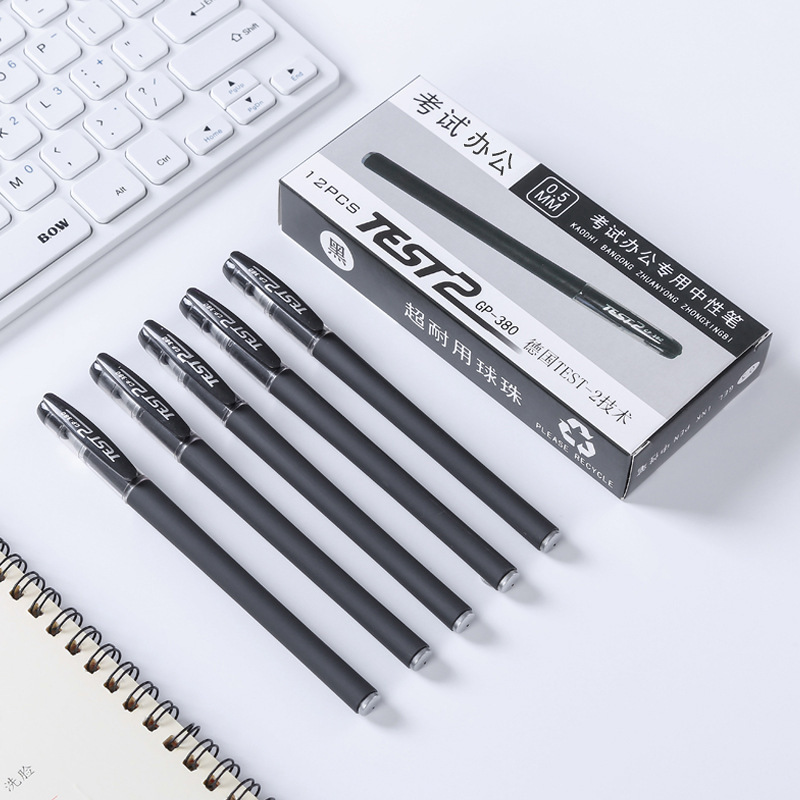 Picture of Gp380 Gel Pen Black Frosted Signature Pen Business Stationery Student Exam Wholesale Carbon Pen 0.5mm Needle Tube