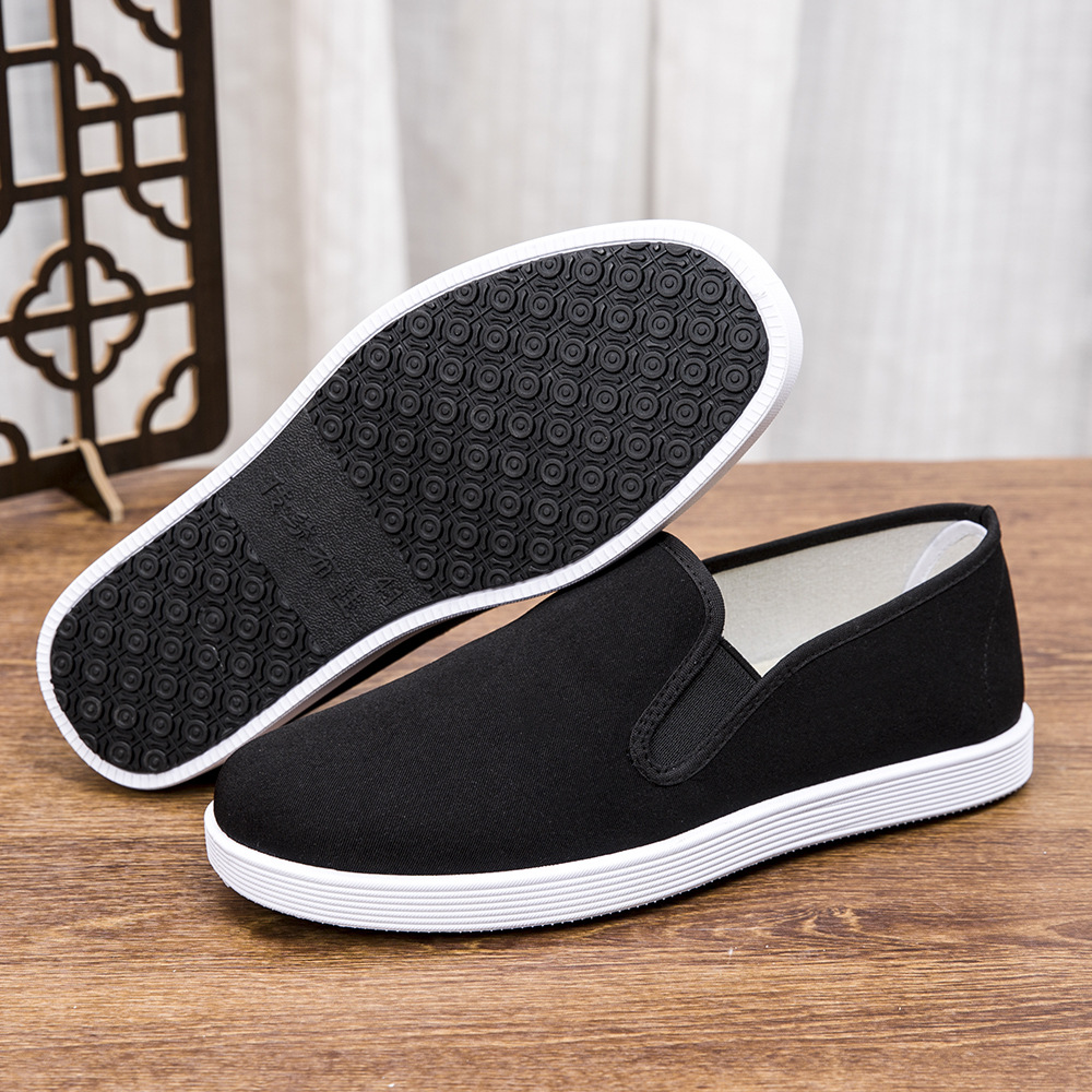 Slip-On Old Beijing Cloth Shoes 2024 New Men's Cloth Shoes Thick-Soled Non-Slip Dad Shoes Breathable Flats Driving Shoes