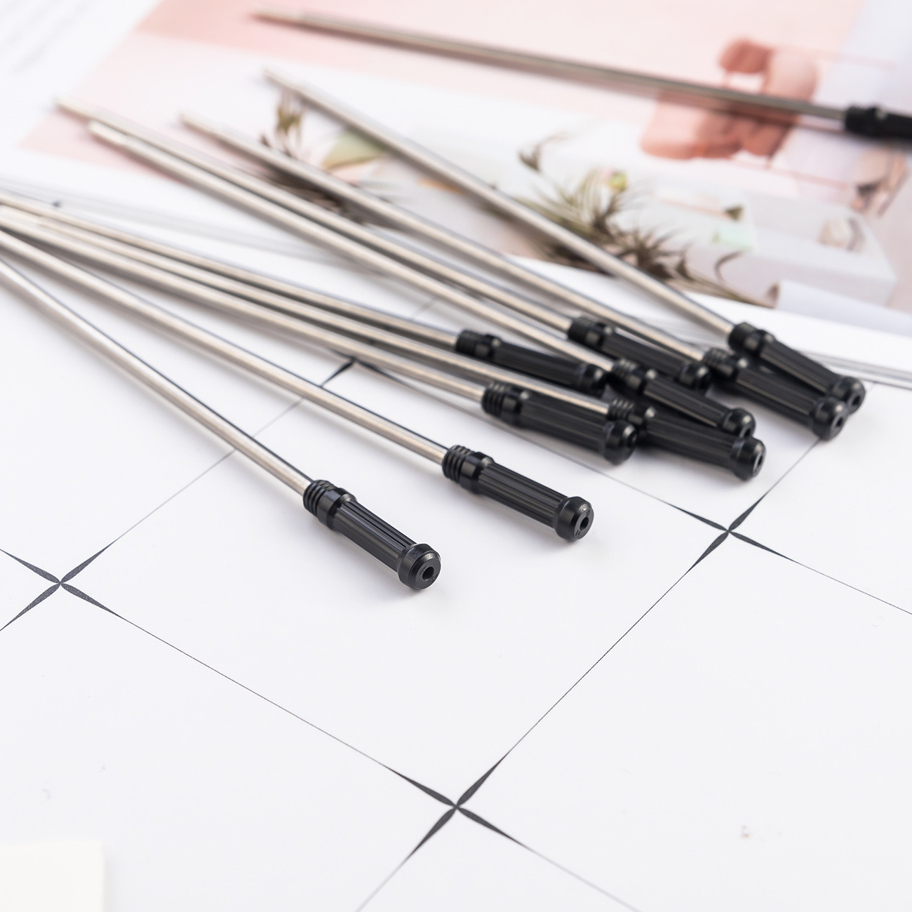Picture of New Spot Small Gao Shibi Metal Refill Student Stationery Ballpoint Pen Refill Small Crown Pen Refill