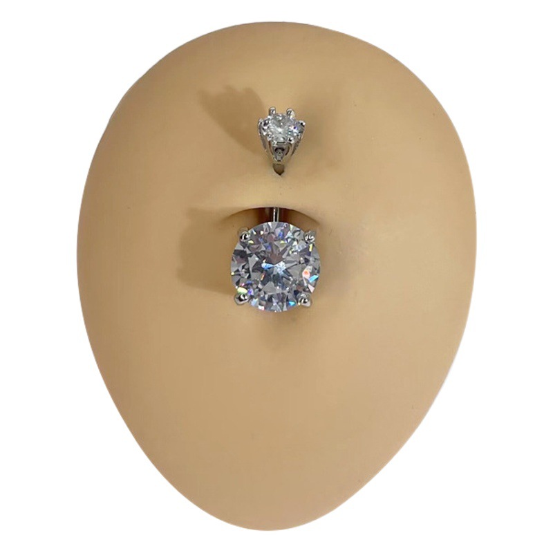 Stainless steel four claw round zircon navel ring human body piercing navel nail hot girl cross-border wholesale in stock
