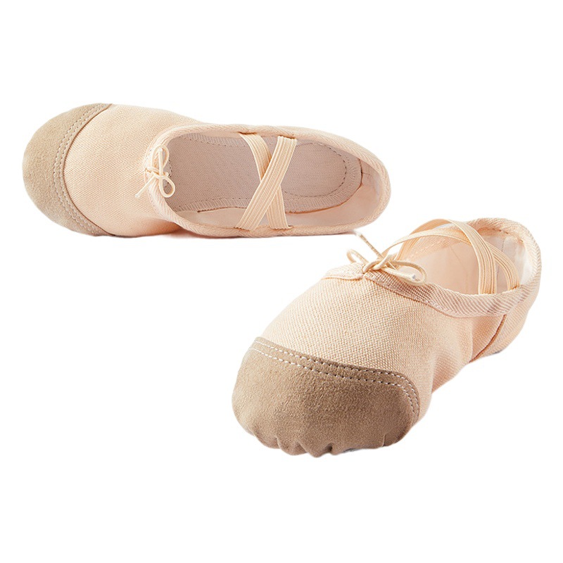 Dance Shoes Children's Cowhide Soft-soled Practice Cat's Claw Shoes Drawstring Leather Head Indoor Lace-up Girls Ballet Dance Shoes