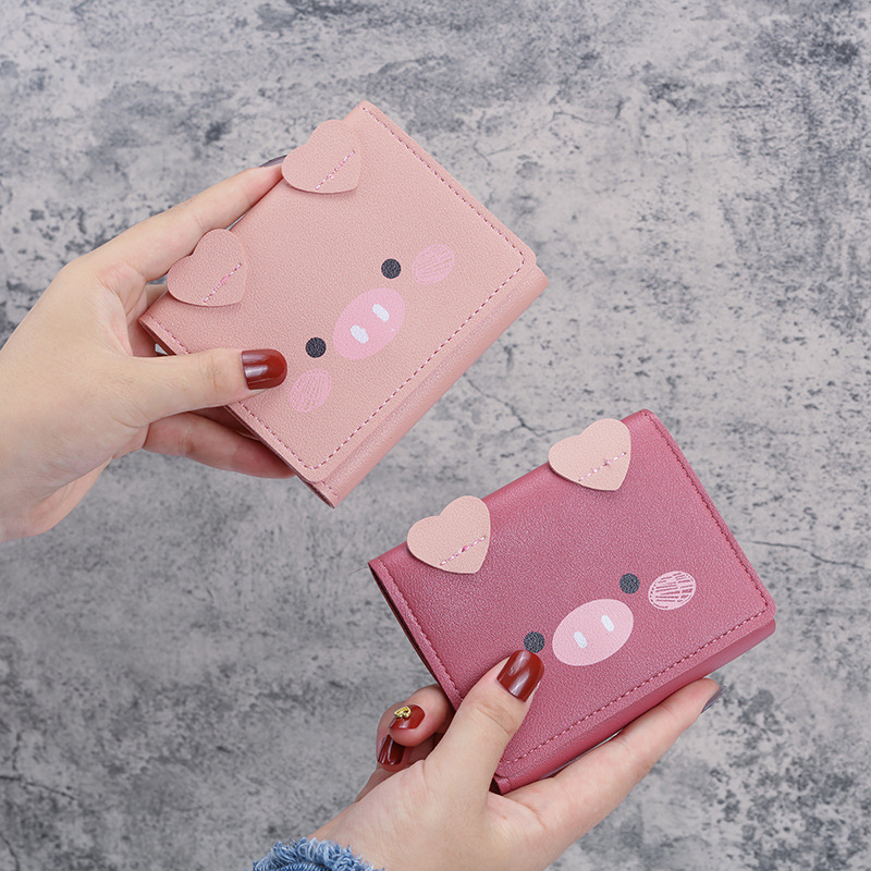 2025 New Short Wallet Female Cartoon Piggy Cute Student 70% off Stacking Wallet Fashion Female Coin Purse Wholesale