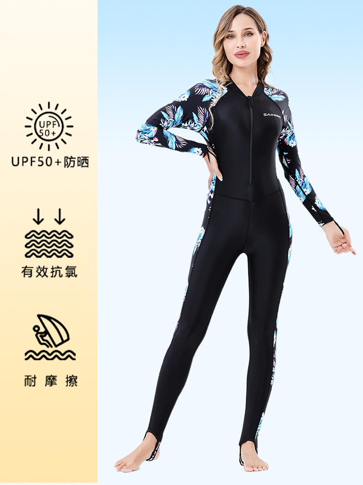 New Adult Diving Suit Women's Sunscreen Quick-drying Breathable Jellyfish Suit Surf Snorkeling Beach Long-sleeved Swimsuit Summer