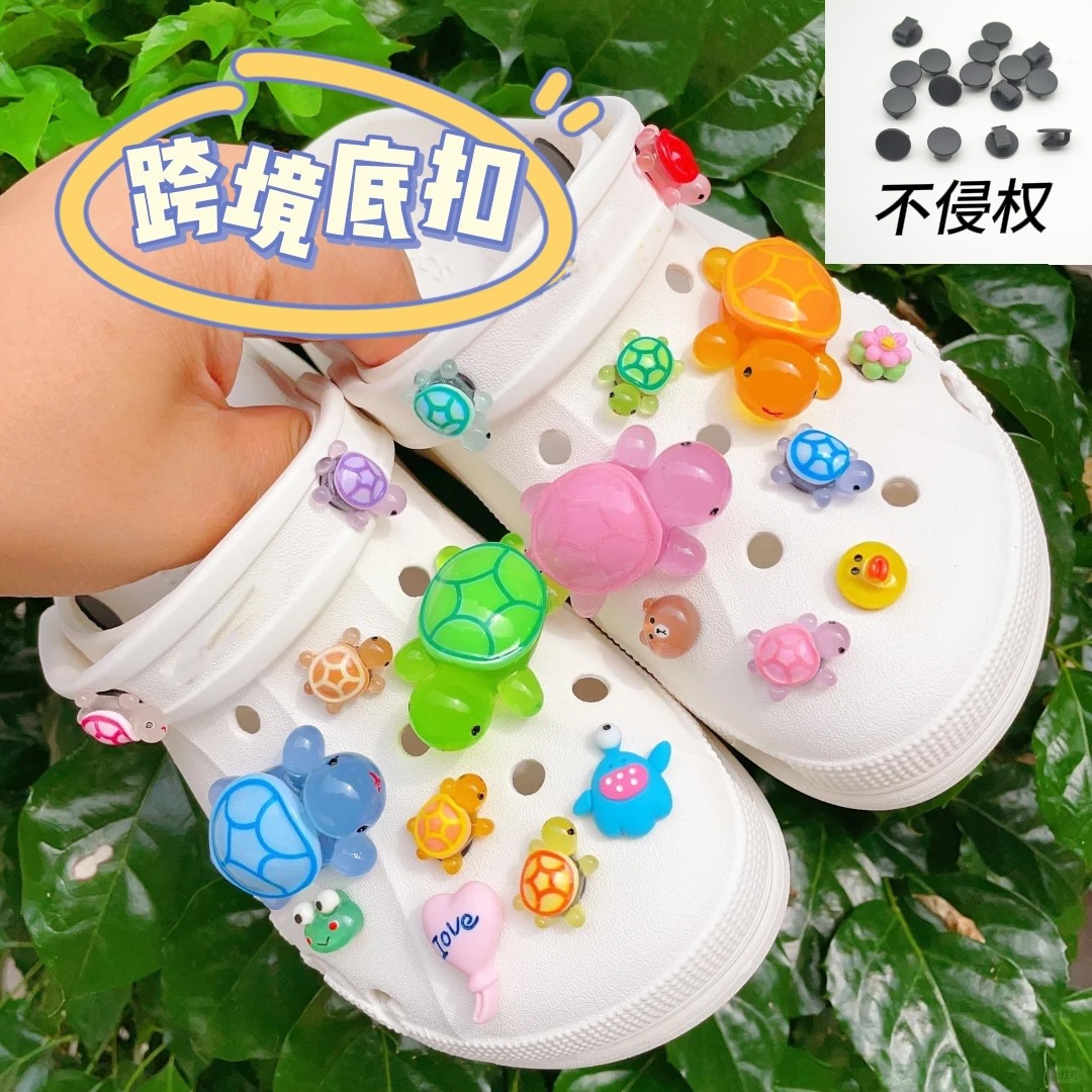 Cross-Border Croc Shoes Accessories Children's Decorative Shoes Flower Buckles Cartoon Cute Men and Women DIY Internet Celebrity New Colorful Turtles