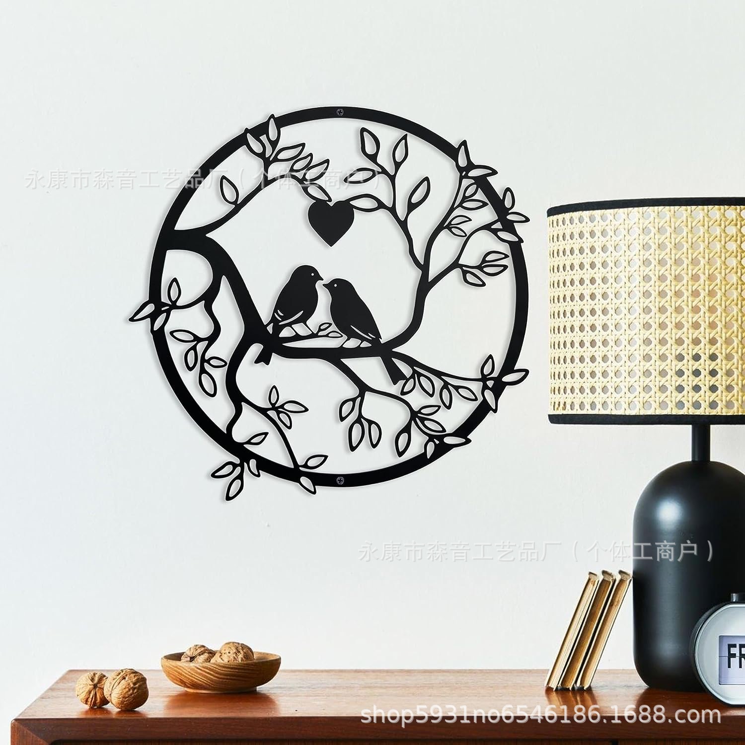 Wall decoration bedroom soft laser cutting silhouette love bird iron cross-border hot selling crafts wall decoration pendant