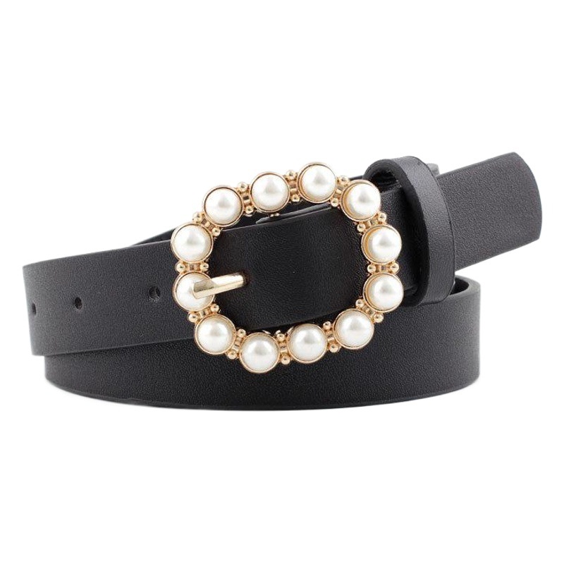 Noya new cross-border Amazon eBay leather pearl belt women's all-match fashion Japanese buckle belt belt