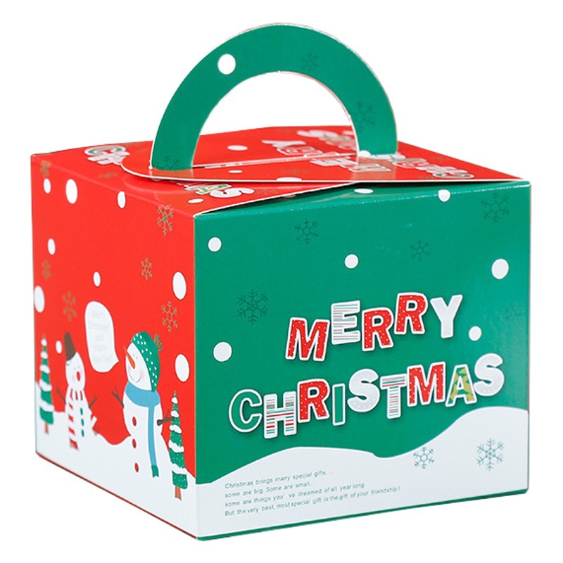 Christmas Eve Apple Hand-Held Box Handmade Nougat Snowflake Cookie Box Christmas Baking Packaging Box