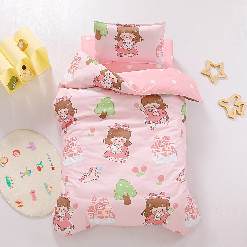 Picture of Kindergarten Quilt Three-Piece Set Baby Nap Quilt Children's Cotton Six-Piece Set Removable and Washable Cartoon Quilt for Summer