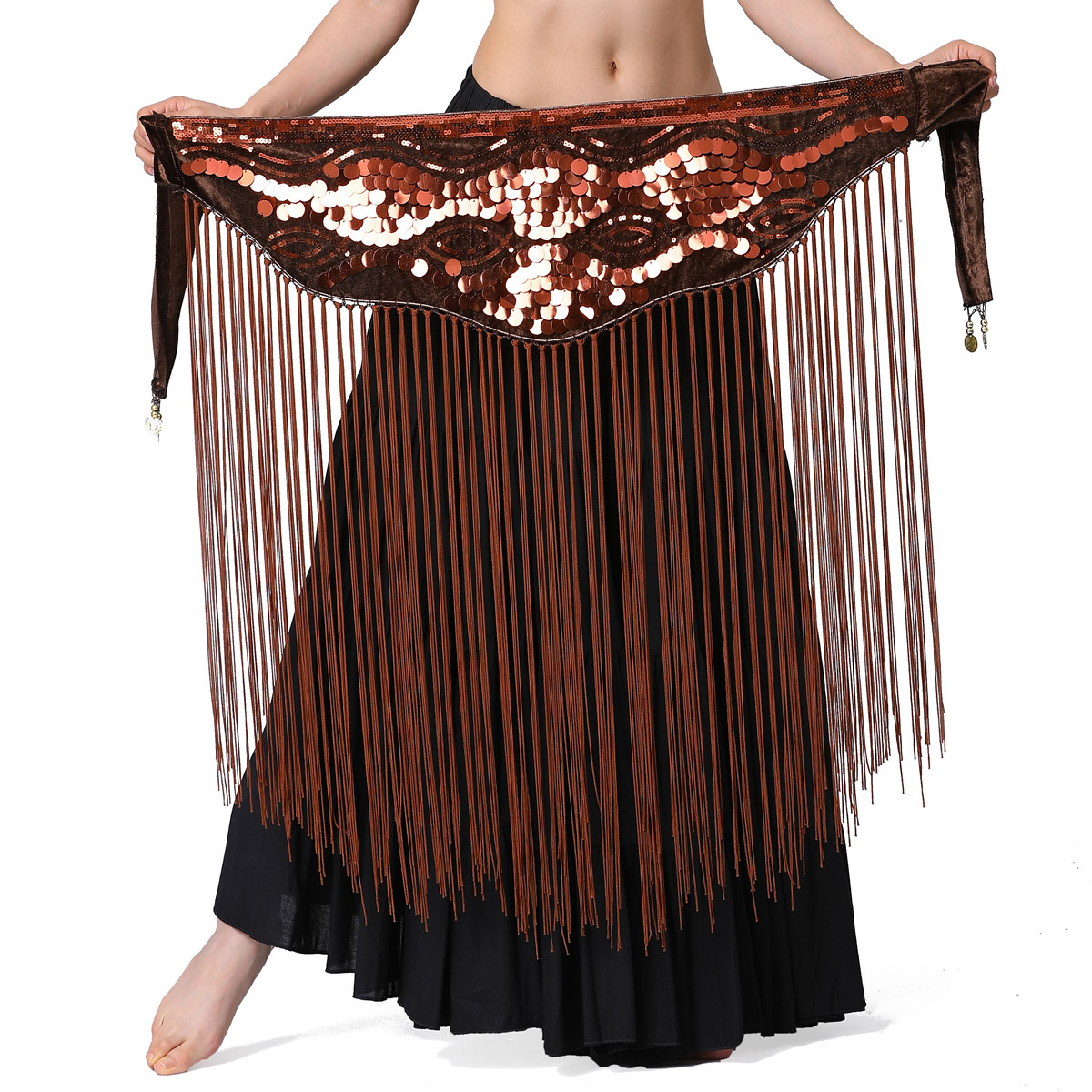 Picture of Sequin long tassel waist chain, belly dance waist chain, belly dance waist ornaments, dynamic belly dance waist chain Y1025