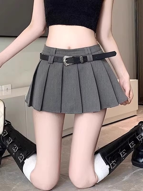 Solid Color Hot Girl Suit Pleated Skirt Women's Summer New High-Waist Slim Elegant Skirt Versatile Fashionable A-Line Skirt