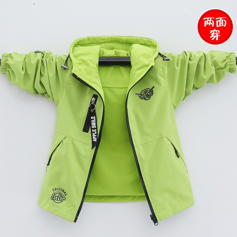 Picture of Boys Wear Overcoat 2025 New Spring and Autumn Dress fleece-lined Top Children's Double-sided Cardigan
