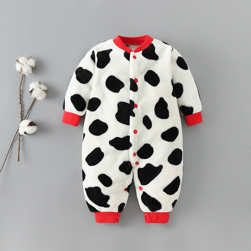 Picture of Baby Clothes Clothing Spring Autumn and Winter Short-sleeved Thickened Hassel Men's and Women's Baby Flannel Warm Jumpsuit Pajamas