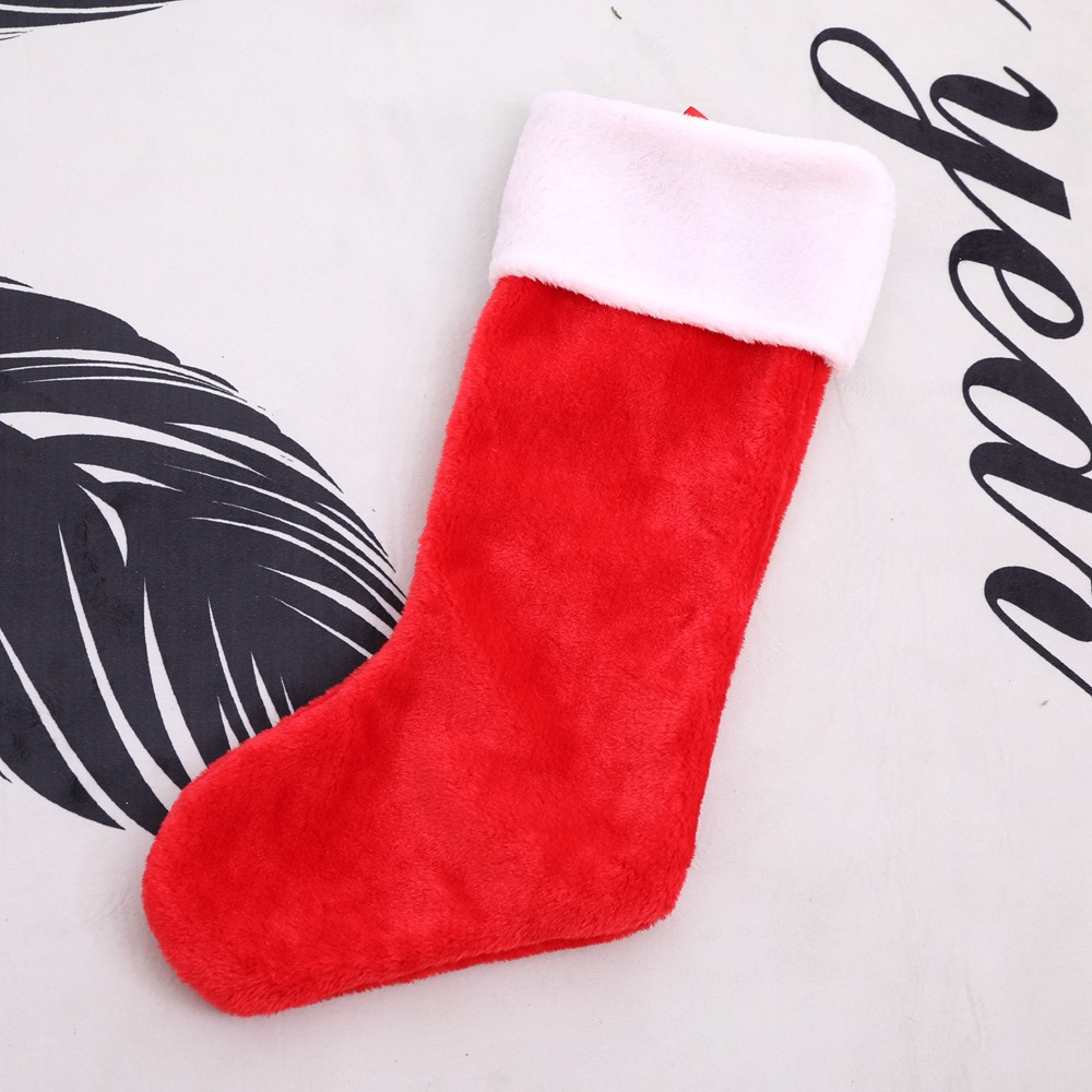 Cross-Border Amazon Christmas Decoration Supplies High-End Short Plush Christmas Socks Christmas Big Red Gift Bag Festival